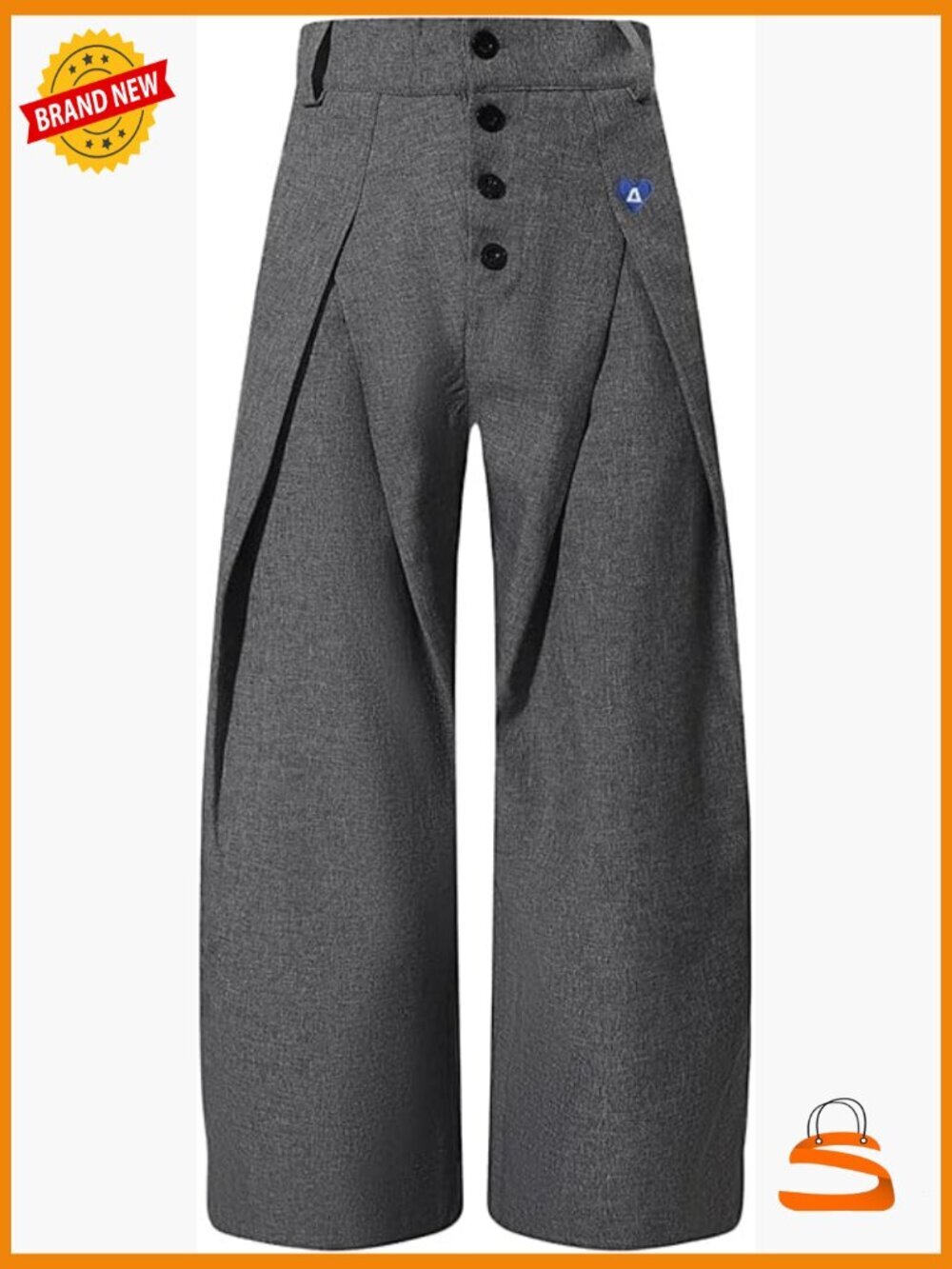 Pleated Baggy Barrel Pants, Wide Leg Dress Trousers with Pockets